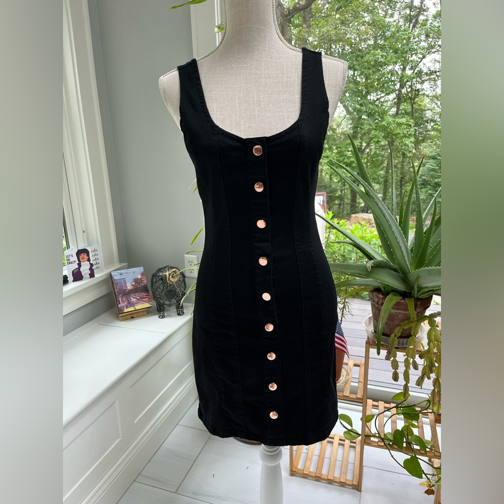 Guess Black and Gold Sheath Mini Dress